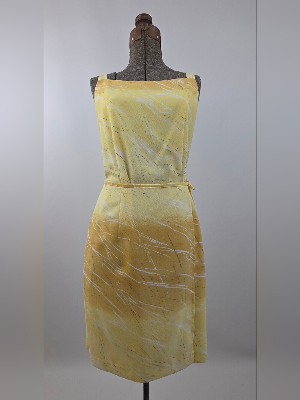 Farouche by Lori Weidner Vintage Women's Yellow Waist Wrap Knee Length Dress 10